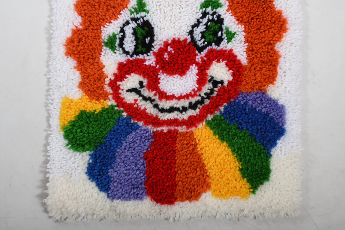 Vintage 1970s Rainbow Clown Latch Hook Rug Wall Hanging – For the Love of  MCM Vintage