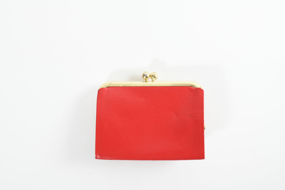 The Cardinal - Monogram and Red inside Vintage Card Holder/Wallet