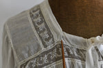 Antique 1910s Large White Cotton Voile Pin Tucked Bodice Nightgown