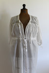 Antique 1910s Large White Cotton Voile Pin Tucked Bodice Nightgown
