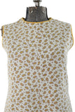 Vintage 1960s Large Cream Yellow Paisley Sleeveless Mini Dress