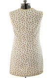 Vintage 1960s Large Cream Yellow Paisley Sleeveless Mini Dress