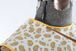 Vintage 1960s Large Cream Yellow Paisley Sleeveless Mini Dress