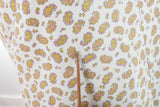 Vintage 1960s Large Cream Yellow Paisley Sleeveless Mini Dress