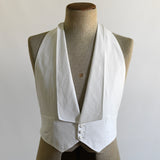 Vintage Late 20s Early 30s White Pique Cotton Backless Formal Waistcoat Vest