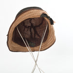 Vintage 1930s Size 23 Black Beige Straw Ribbon Brimmed Slouch Hat | by Parkway Hats