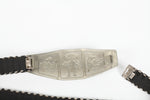 Vintage 1960s Medium - Large Silver Kachina Doll Buckle Stretch Scales Belt