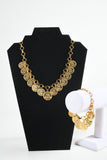 Vintage 1960s Gold Panama Coin Balboa Costume Necklace Bracelet Set