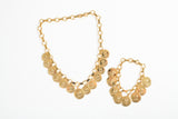 Vintage 1960s Gold Panama Coin Balboa Costume Necklace Bracelet Set