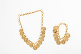 Vintage 1960s Gold Panama Coin Balboa Costume Necklace Bracelet Set