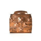 antique 1900s copper clad Archibald Knox design box with lid shown on white background