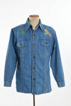 Vintage 1970s Medium Denim Blue Hippy Embroidered Jean Jacket Shirt | by JC Penney no