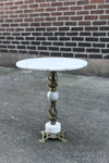 Vintage 1960s Gray Round Marble Hollywood Regency Metal Footed Plant Stand End Table