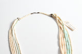 Vintage 1980s Bone Light Aqua Blue Long Necklace | 30" Length