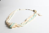 Vintage 1980s Bone Light Aqua Blue Long Necklace | 30" Length