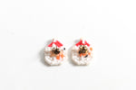 Vintage 1980s Santa Handmade Plastic Canvas Yarn Stud Earrings