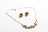 Vintage 1980s 3 Rose Pearl Single Strand Necklace and Clip On Earrings Set | by 1928