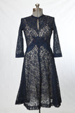 Vintage 1940s Medium Navy Blue Lace New Look Midi Dress