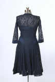 Vintage 1940s Medium Navy Blue Lace New Look Midi Dress