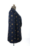 Vintage 1990s Medium Celestial Navy Blue Gold Blazer Jacket | by High Point