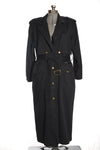 Vintage 1980s Size 12 Large Black Cotton Leather Trench Coat | by Together Co.