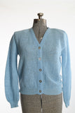 Vintage 1960s Medium Blue Mohair Wool V Neck Cardigan Sweater | by Sweetree