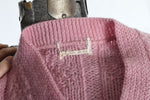 Vintage 1960s Medium Pink Diamond Knit Mohair Wool Sweater