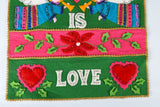 Vintage 1970s Green Pink Blue Christmas Is Love Angles Jesus Holiday Handmade Banner