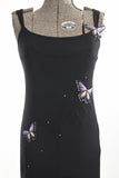 Vintage 1990s Medium Black Butterfly Mesh Semi Formal Dress | by Bari-Jay