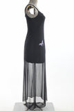 Vintage 1990s Medium Black Butterfly Mesh Semi Formal Dress | by Bari-Jay