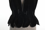 Antique 1800s Victorian Medium Black Velvet Scalloped Hem Ladies Waistcoat Vest