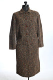 Vintage 1960s XS Brown Green Weave Rainbow Flecked Wool Jacket Skirt Suit