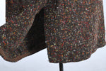 Vintage 1960s XS Brown Green Weave Rainbow Flecked Wool Jacket Skirt Suit