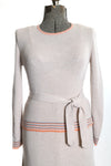 Vintage 1970s Medium Light Beige Knit Sweater Skirt Suit Set | by Fine Quality Sweaters