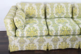 Vintage 1970s Green Yellow Floral Damask Tuxedo Couch | by Henredon