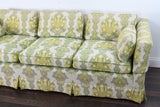 Vintage 1970s Green Yellow Floral Damask Tuxedo Couch | by Henredon