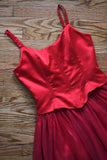 Vintage 1990s Y2K Medium Red Satin Boned Bodice Tulle Ball Gown | by Scott McClintock