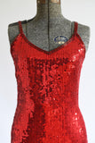 Vintage 1990s XS Red Silk Sequins Sleeveless Cocktail Party Dress | by Expressions
