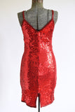 Vintage 1990s XS Red Silk Sequins Sleeveless Cocktail Party Dress | by Expressions