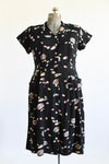 Vintage 1940s XL Volup Black Clam Babies Novelty Print Midi Dress