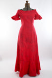 Vintage 1950s Small Red Hibiscus Holomu'u Maxi Hawaiian Dress | by Dorothea Hawaii