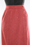 Vintage 1950s XS Red Rhinestones Denim Wrap Maxi Skirt | by Fleischman California