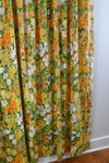 Vintage 1960s Yellow Orange Spring Flowers Bold Custom Curtain Set | 82" L X 46" W Each