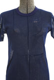 Vintage 1970s Small Blue Mesh Glitter Jesus Decal Short Sleeve Shirt | by B.V.D.