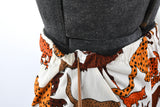 Vintage 1970s Small Orange Brown White Wild Cats Novelty Print Shorts