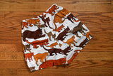 Vintage 1970s Small Orange Brown White Wild Cats Novelty Print Shorts