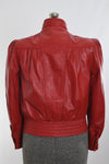 Vintage 1980s Small Red Leather Puff Shoulder Leather Jacket | by Tibon