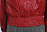 Vintage 1980s Small Red Leather Puff Shoulder Leather Jacket | by Tibon