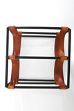 Vintage 1960s Iron and Leather Sling 4 Bottle Wine Rack | by Arthur Umanoff