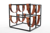 Vintage 1960s Iron and Leather Sling 4 Bottle Wine Rack | by Arthur Umanoff